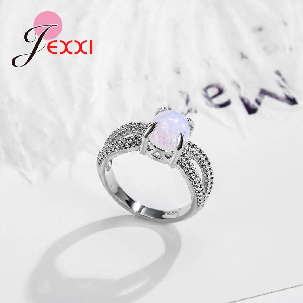 Classic 925 Sterling Silver Cross Rings for Men Women Wedding Engagement White Fire Opal Stone Hot Sale Gift Jewelry | Украшения и