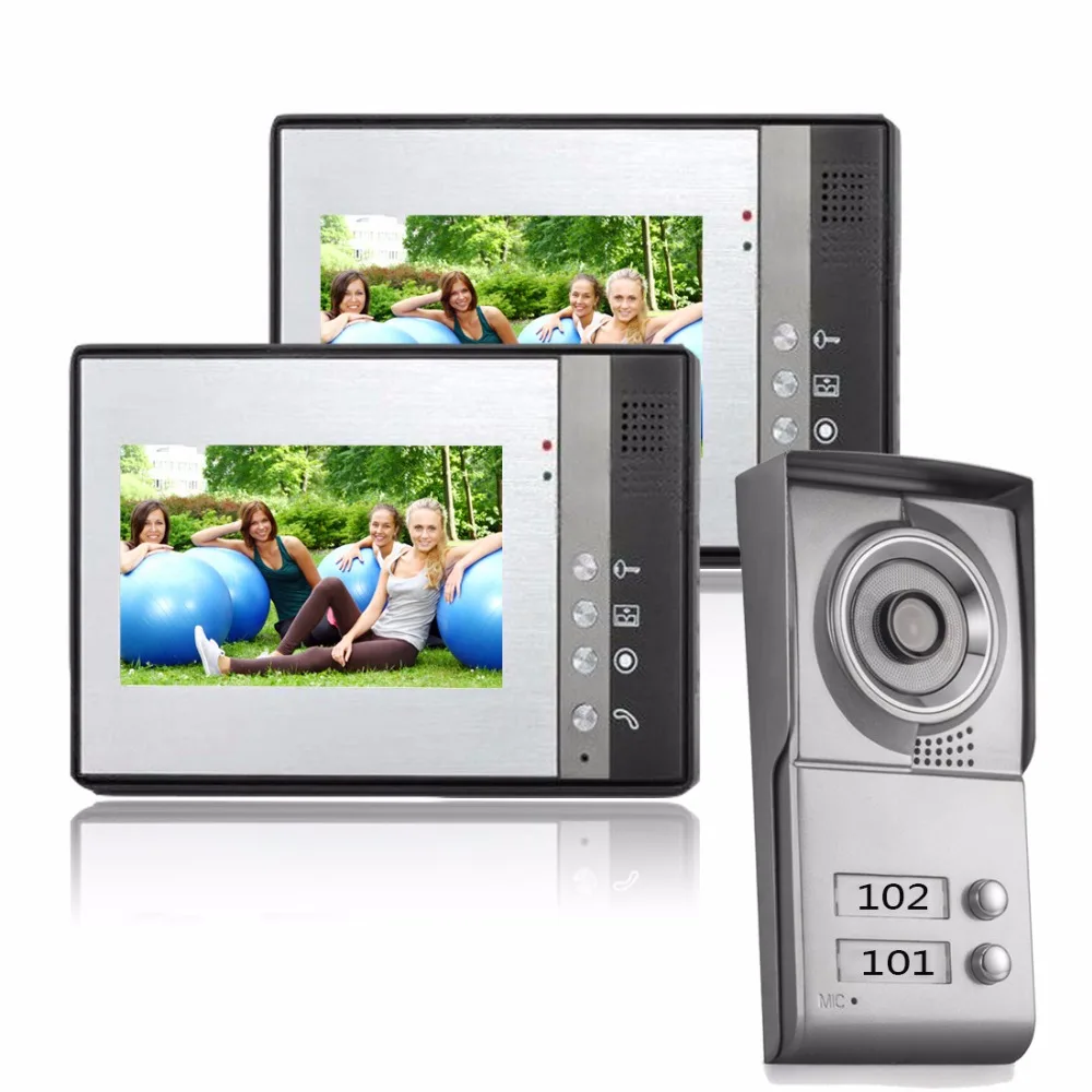 YoBang безопасности 7 дюймов TFT сенсорный экран цветной ЖК-Видео дверной Телефон проводной видеодомофон 2 монитора дверной звонок Домофон Система
