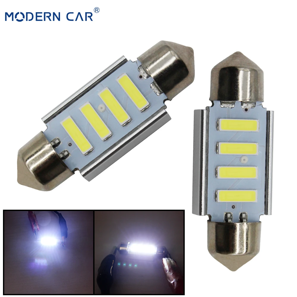 Современный автомобильный светильник 2 шт. C10W 7020 4/6SMD белый светодиодный Canbus без