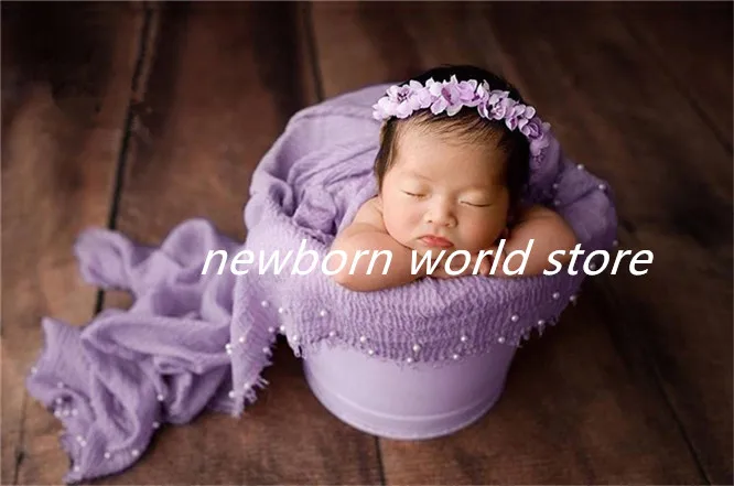 Newborn photography props cotton and linen pearl tassel wrap (size 90X170cm) | Receiving Blankets