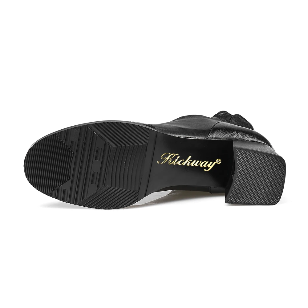 Kickway/ботинки женские ботильоны из натуральной кожи черные ботинки женская обувь