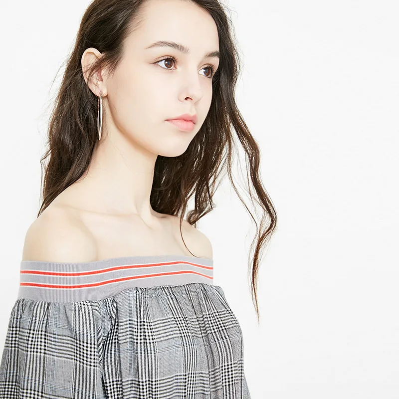 Vero Moda Новое Женское винтажное клетчатое платье в рубчик с расклешенными рукавами на шнуровке | 31836Z503