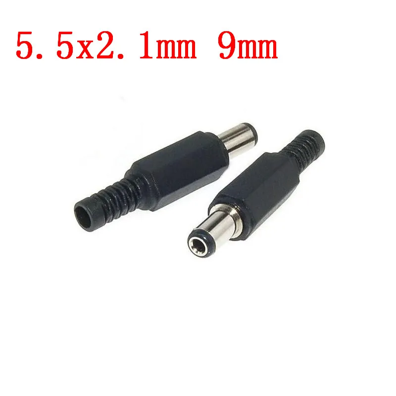 2022 Hot Sales 5 Pcs Black 2.1mm x 5.5mm DC Power Male Plug Jack Adapter