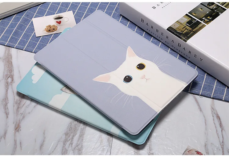 Милый милый чехол с большими глазами котом для, iPad 9,7, раскрашенный чехол с подставкой на заднюю панель для iPad 2, air 1, мини-чехол с мультипликационным принтом Wake Up Folio Fundas