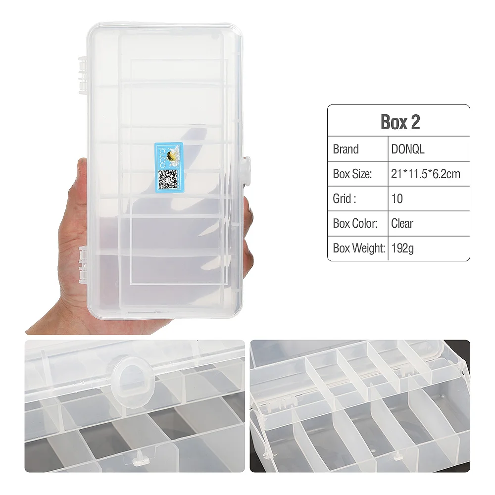 BOX 2 DONQL рыболовные снасти Коробка для приманки Крючки пластиковая коробка для хранения приманки для ловли карпа принадлежности для рыбалки двухслойный прозрачный - Цвет: BOX 2