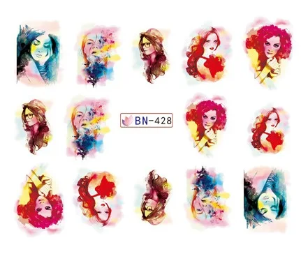 Наклейки для ногтей с длинными красными волосами|stickers for nail arts|stickers nailswater stickers |