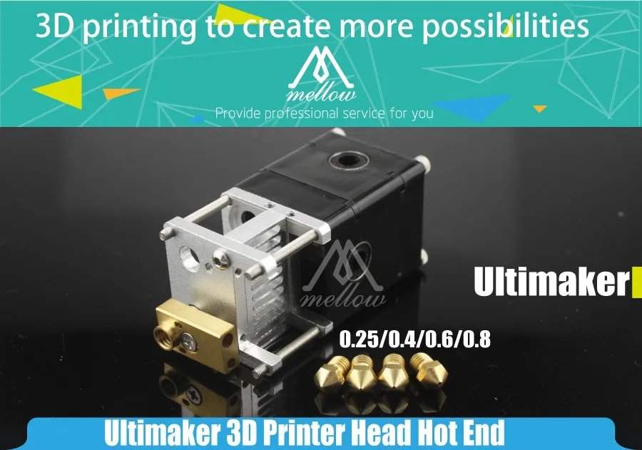 3D принтер Heaterblock Ultimaker 2+ UM2 одноголовый экструдер Олссон блок комплект насадки 0,25/0,4/0,6/0,8 мм HotEnd для 1,75/3 мм