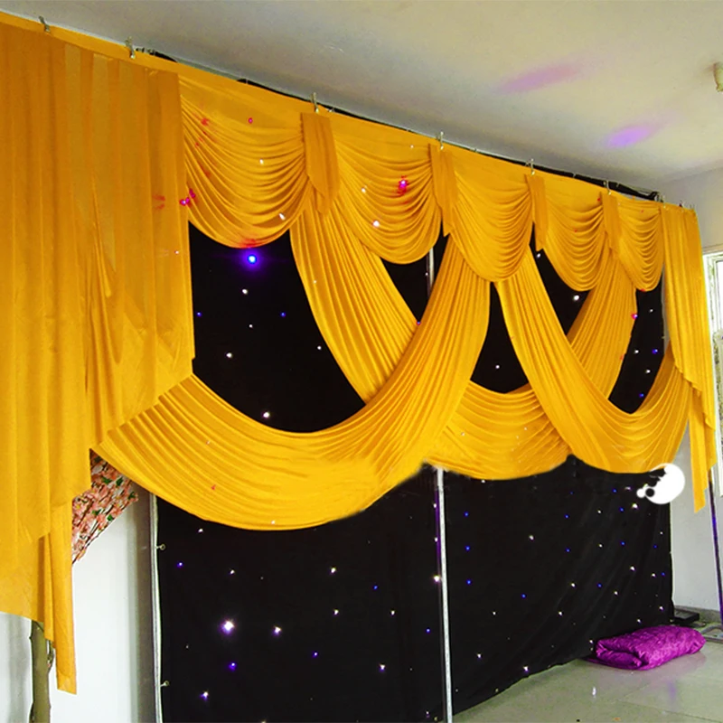 

6M/20ft Ice Silk Swag Valances Event Banquet Church Stage Drapery Background Curtains Decor Wedding Party Backdrop Curtain