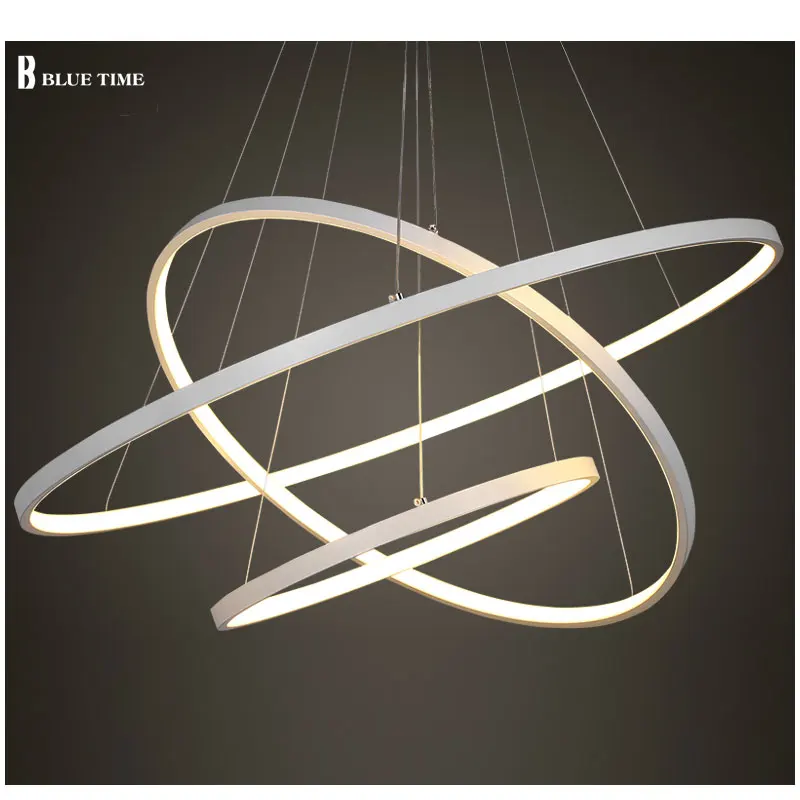 40 60 80 см белая светодиодная люстра современная 3 Кольца Круг освещение для