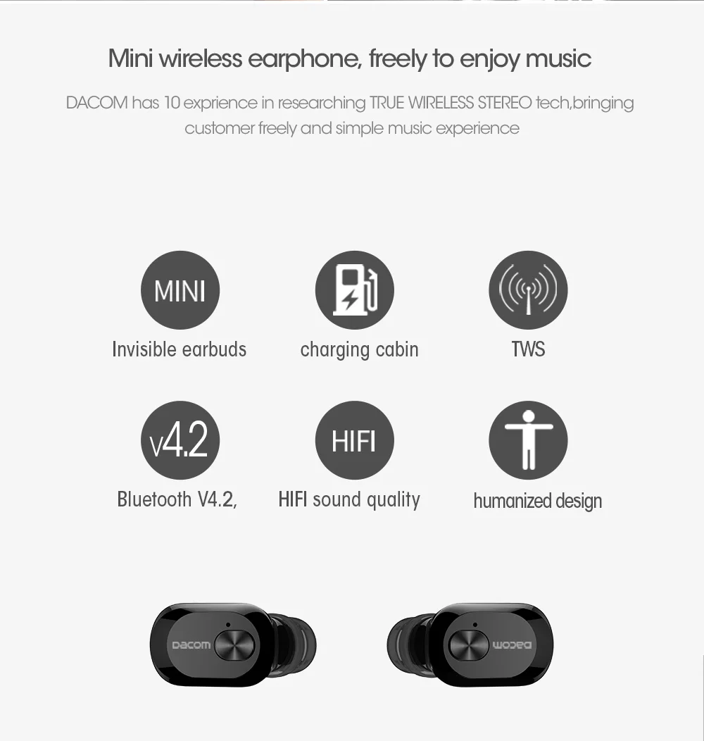 DACOM K6H/K6H PRO TWS наушники настоящие беспроводные Bluetooth наушники мини невидимый в ухо наушник гарнитура для iPhone