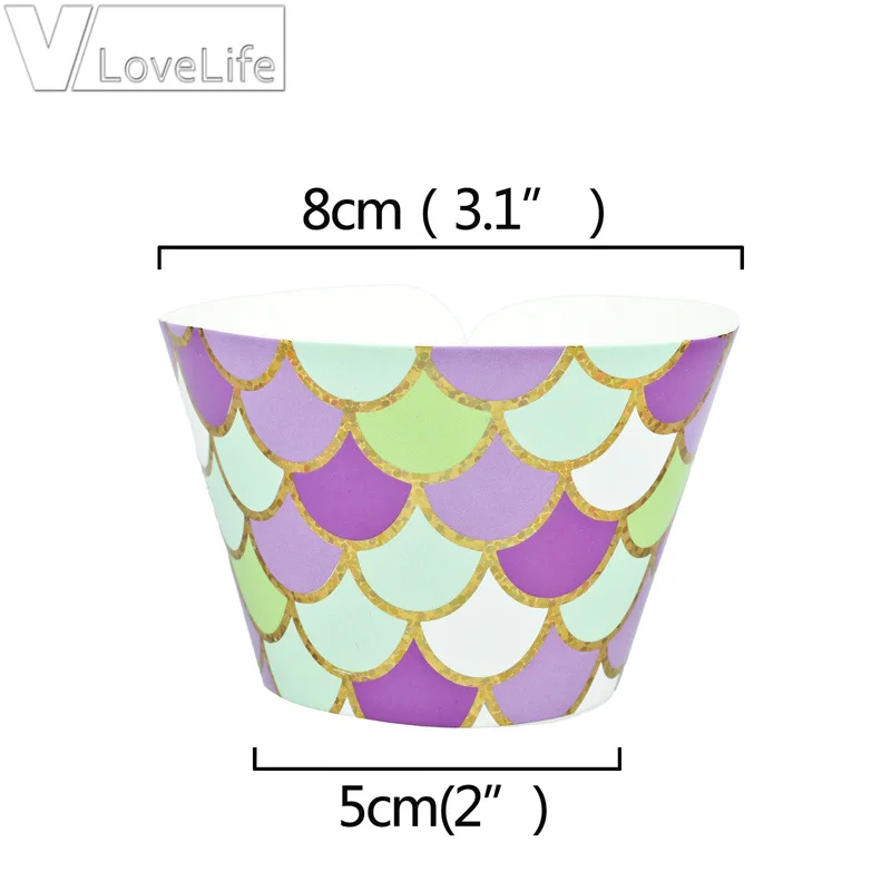 12 шт сверкающая обертка для кекса маленькая Русалочка под морем джунгли вечерние