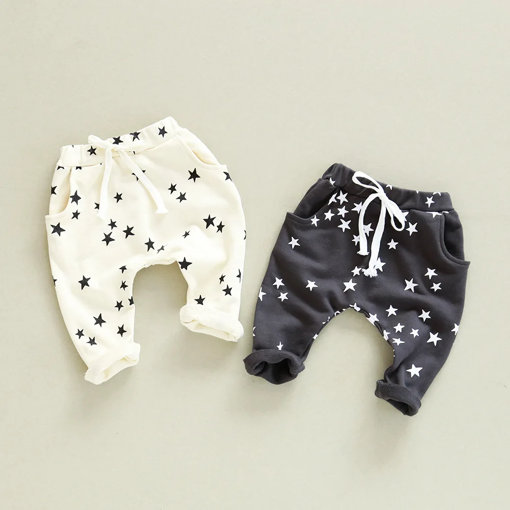 Весна-осень 2017 брюки для девочек и мальчиков Детские повседневные с принтом