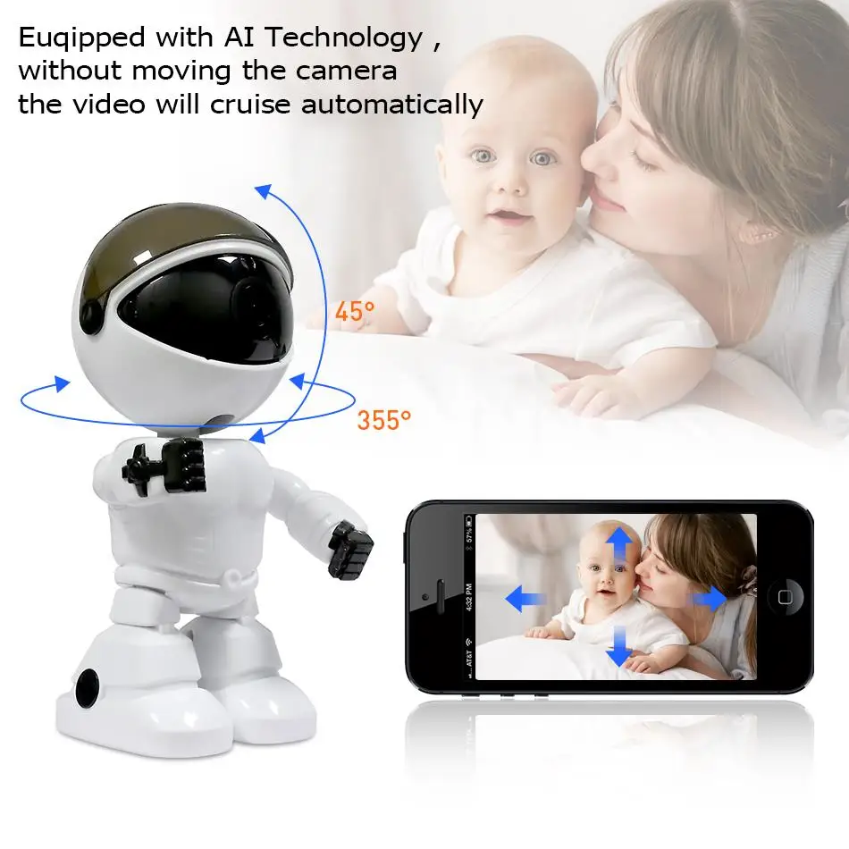Hiseeu 2MP/1.3MP HD Беспроводной IP Камера Wi Fi робот 1080P Ночное видение сети CCTV