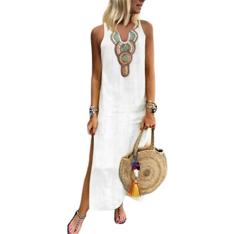 2019 модное сексуальное женское Бохо сплошное с длинным рукавом глубоким v