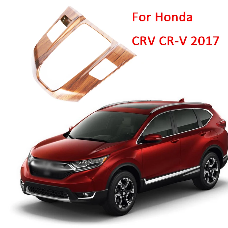 

Car Styling Wood Grain Texture Shift Gear Panel Car Cover For HONDA CRV 2017