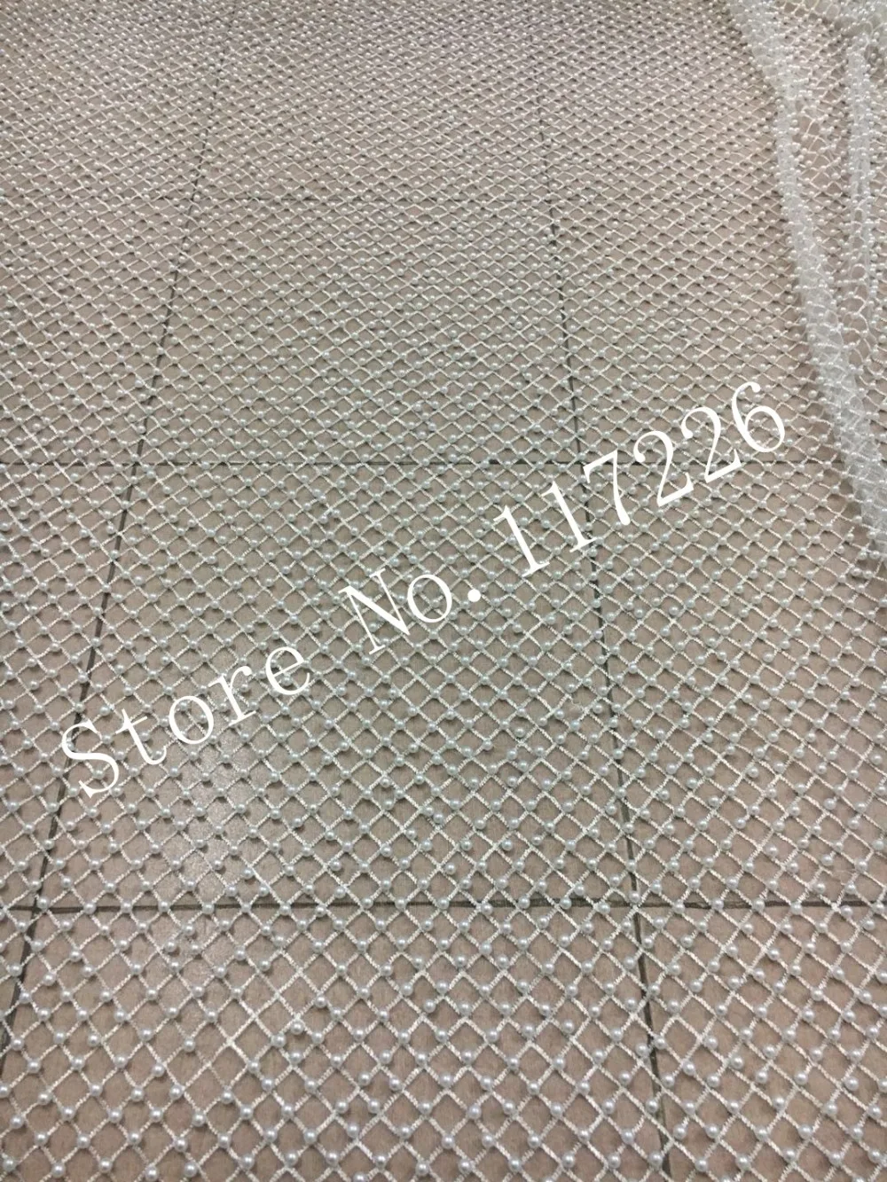 

Elegant African Lace Fabric High Quality Guipure Lace Fabrics with plenty white beads For Wedding dress