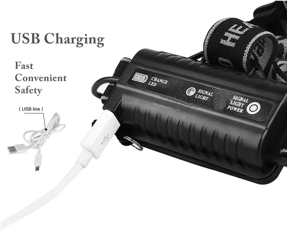 USB Перезаряжаемые фар CREE 2T6 светодиодный налобный фонарь 2000lm фары Linterna факел Светодиодные фонарики Рыбалка для 18650 Батарея
