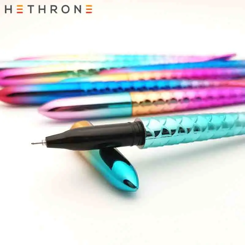 Hethrone Высокое качество 0 5 мм гелевая ручка Радужный гель Русалочка свободно