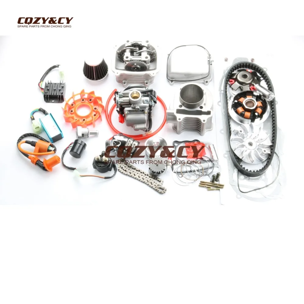 180cc большой диаметр комплект и 61 мм Головка цилиндра и A11 CAM& Spark plug& Coil конденсаторное зажигание с кабелем для скутеры вездеходы ATV 150cc GY6 157QMJ двигатель