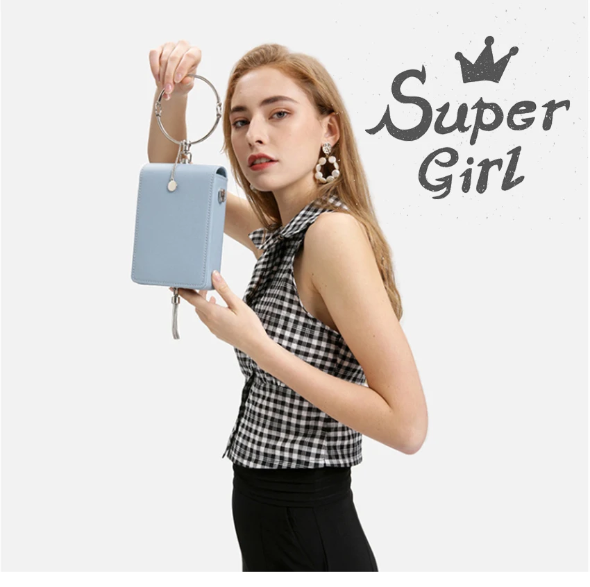 Brand Mini Female Shoulder Bags Handbags Ring Phone Purse Shoulder Bag For Women Pink Pu Leather Messenger Bag Clutch Bags