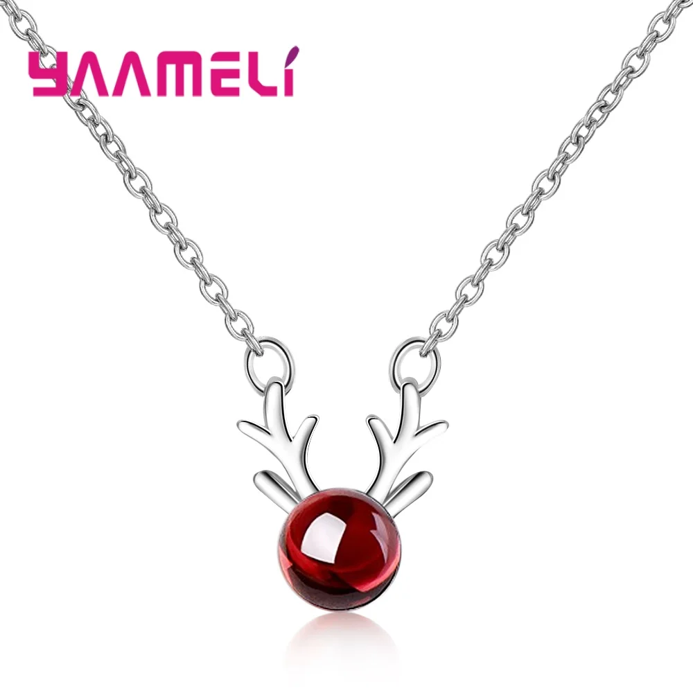 Hot Special Popular 925 Sterling Silver Necklace For Women Top Quality Red Lucky Garnet Stone Fashion Christmas Gifts Wholesale