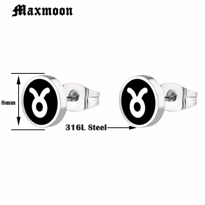 Мужские Серьги Maxmoon с двенадцатью созвездиями Телец мужские Клипсы из