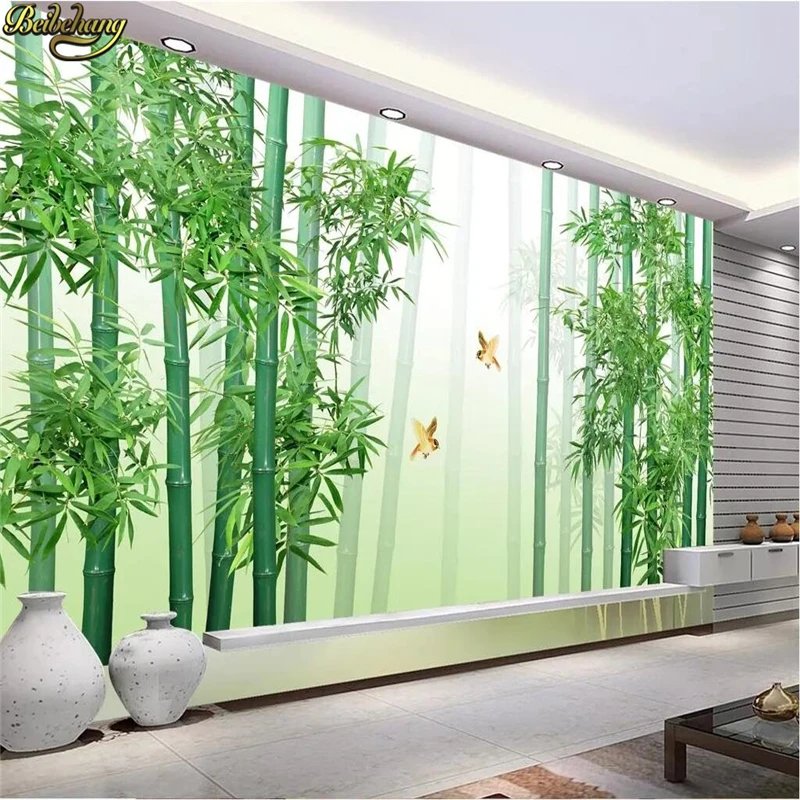 beibehang Custom wallpaper mural fresh bamboo forest green simple and modern Chinese style HD TV background wall 3d wallpaper