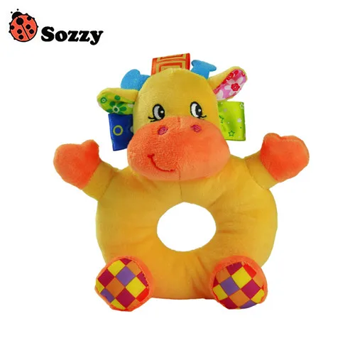 Giraffe Sozzy Baby мягкая игрушка-погремушка, милые животные, мультяшная фигурка для 0-12 месяцев, развивающие колокольчики, звенящие, ручные игрушки, подарок - Цвет: Giraffe