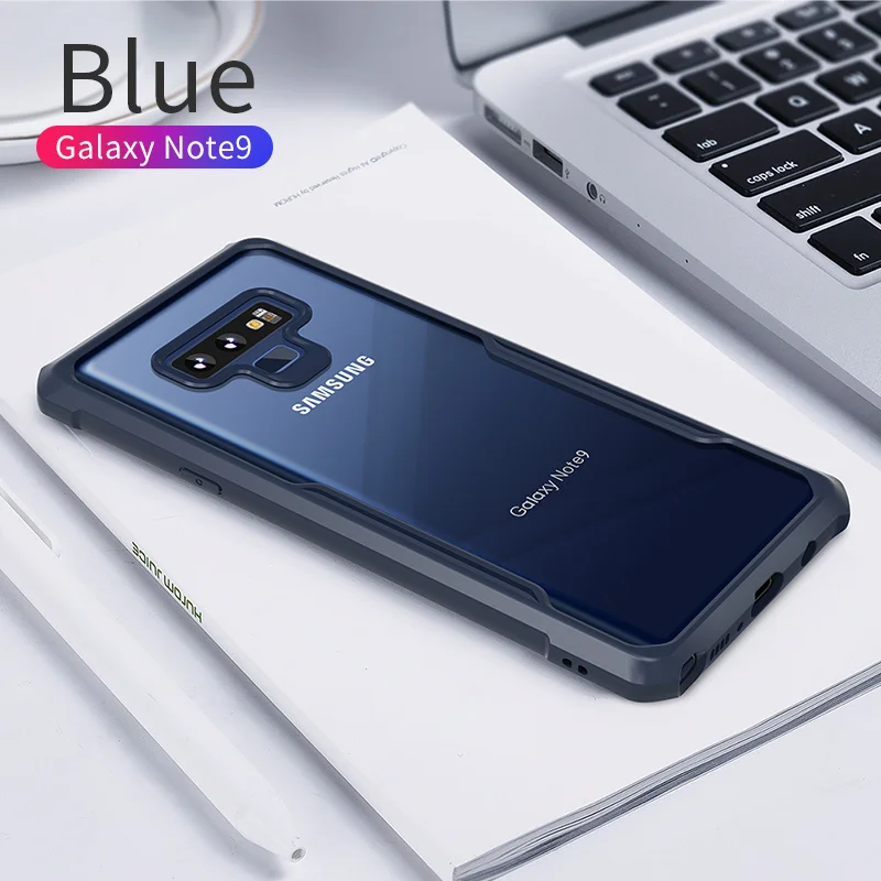 Blue XUNDD Премиум прозрачный тонкий чехол для телефона samsung Note 9 с кольцом-держателем, силиконовый защитный чехол Note9 с ремешком Beetle - Цвет: Blue
