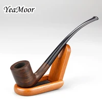 handmade 17cm smoking pipe 9mm filter ebony wood pipe 10 tools free 3mm filter tobacco pipe with wooden stand