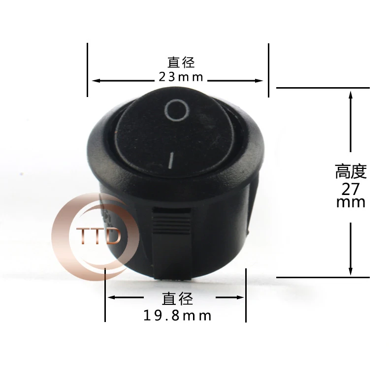 10 шт. 16 мм Диаметр маленькие круглые лодка Кулисные Переключатели черный Мини