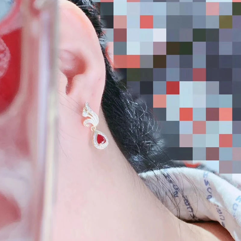 Ювелирные изделия colife натуральный рубиновые серьги для вечерние 4*6 мм Груша