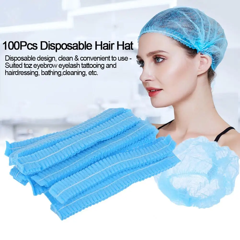 

100pcs /bag Disposable Hair Net Caps Sterile Hat For Eyebrow Tattooing and hairdressing Non-woven Dust-proof Waterproof Cap