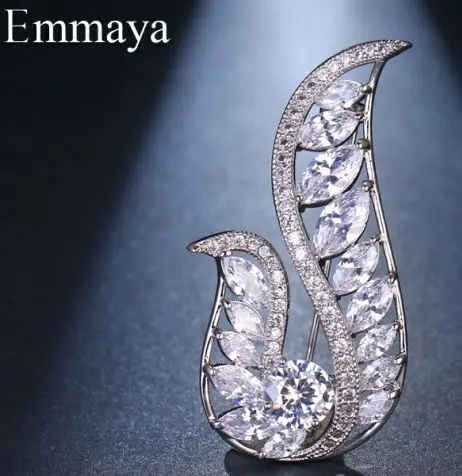 white gold Emmaya Элегантный Высокое качество белого золота в форме животного ювелирные изделия AAA кубический циркон брошь булавка для женщин Благородный подарок - Окраска металла: white gold