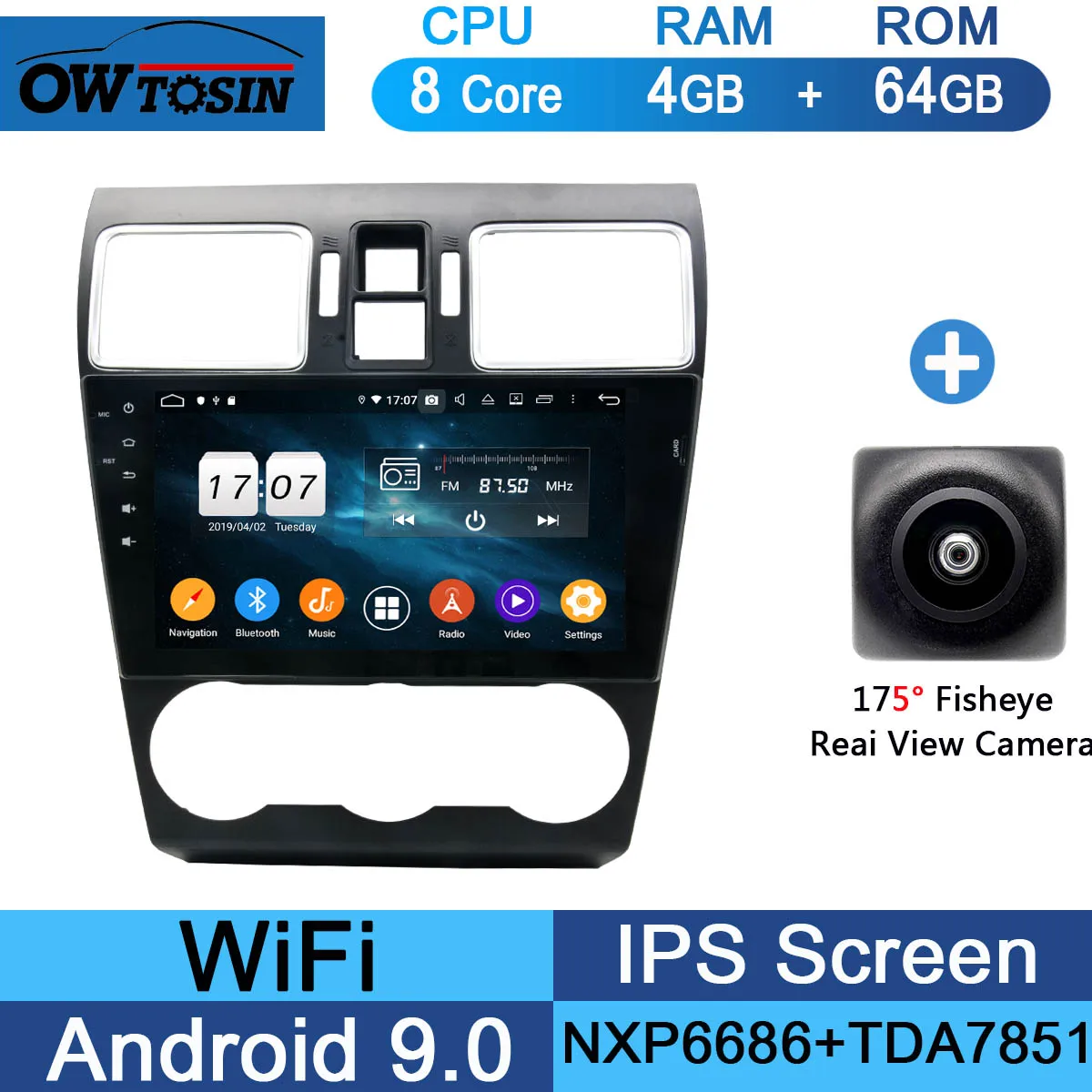 64G Fisheye Camera " ips 8 ядерный 4G+ 64G Android 9,0 автомобильный мультимедийный плеер для Subaru WRX Forester радио gps CarPlay Parrot - Цвет: 64G Fisheye Camera