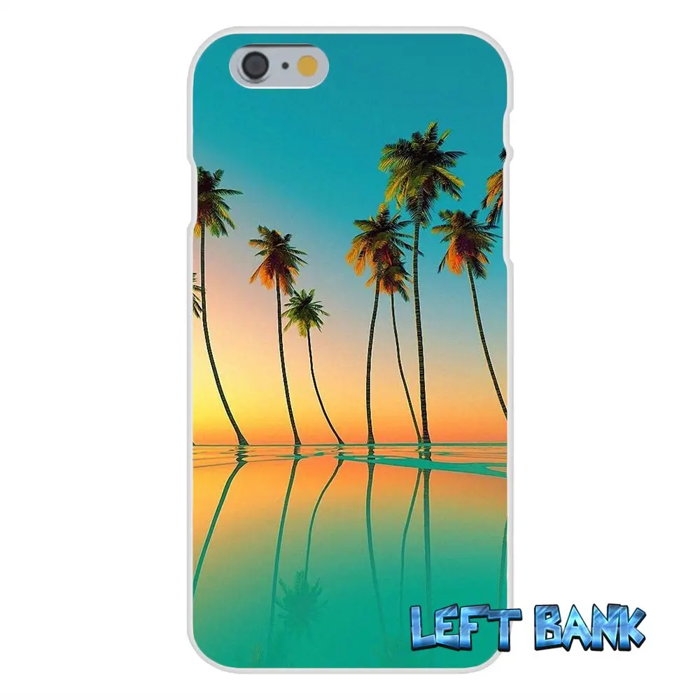 Мягкий силиконовый прозрачный чехол из ТПУ для iPhone 4 4S 5 5S 5C SE 6 6S 7 Plus Sunset on sea Palm Tree |
