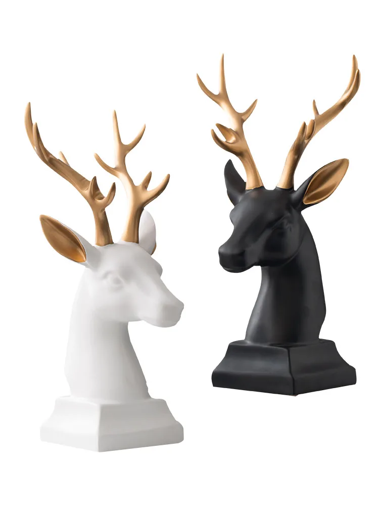 Европейский Креативный простой черно белый каучуковый голов оленя золотой замок свадебные подарки поделки