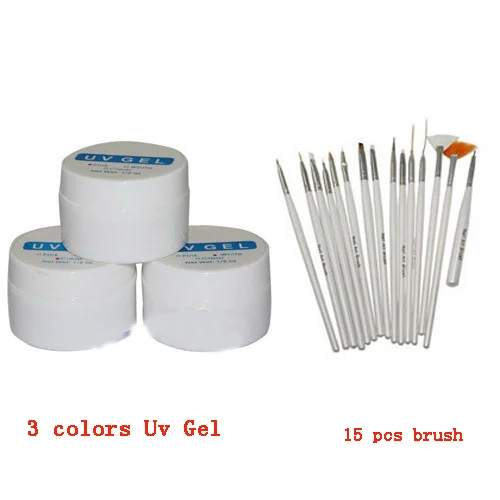 Розовый прозрачный белый УФ гель для ногтей Дизайн из строительного акрила + 15 шт.