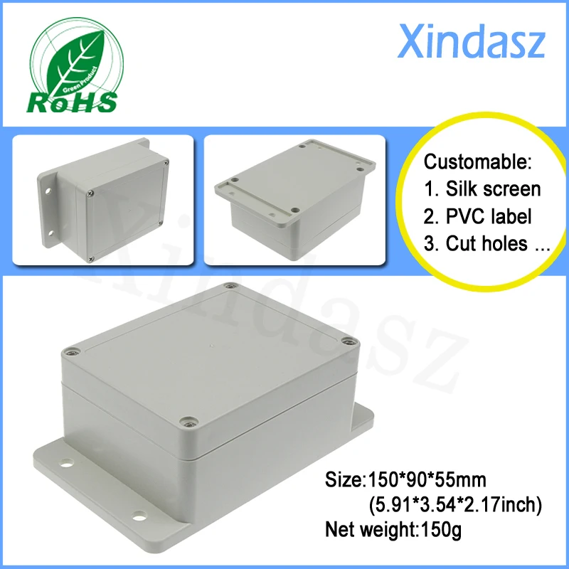 Настенный водонепроницаемый пластиковый корпус для электроники 150*90*55 мм ip65 1 шт.