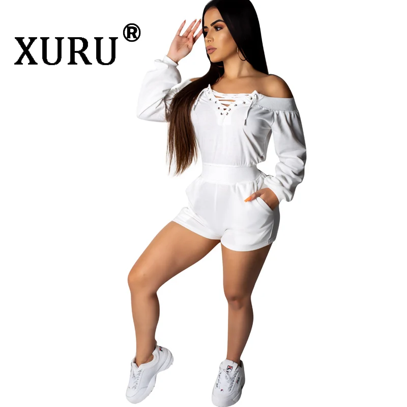 Новый сексуальный женский комбинезон XURU белый желтый розовый Облегающий без