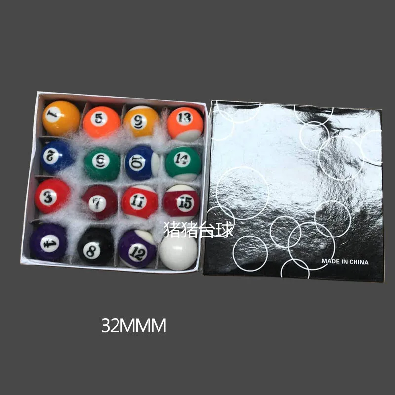 32mm Xmlivet новые детские бильярдные настольные мячи, полные наборы 25 мм/32 мм/38 мм, маленькие шарики для бильярдного бассейна из смолы - Цвет: 32mm