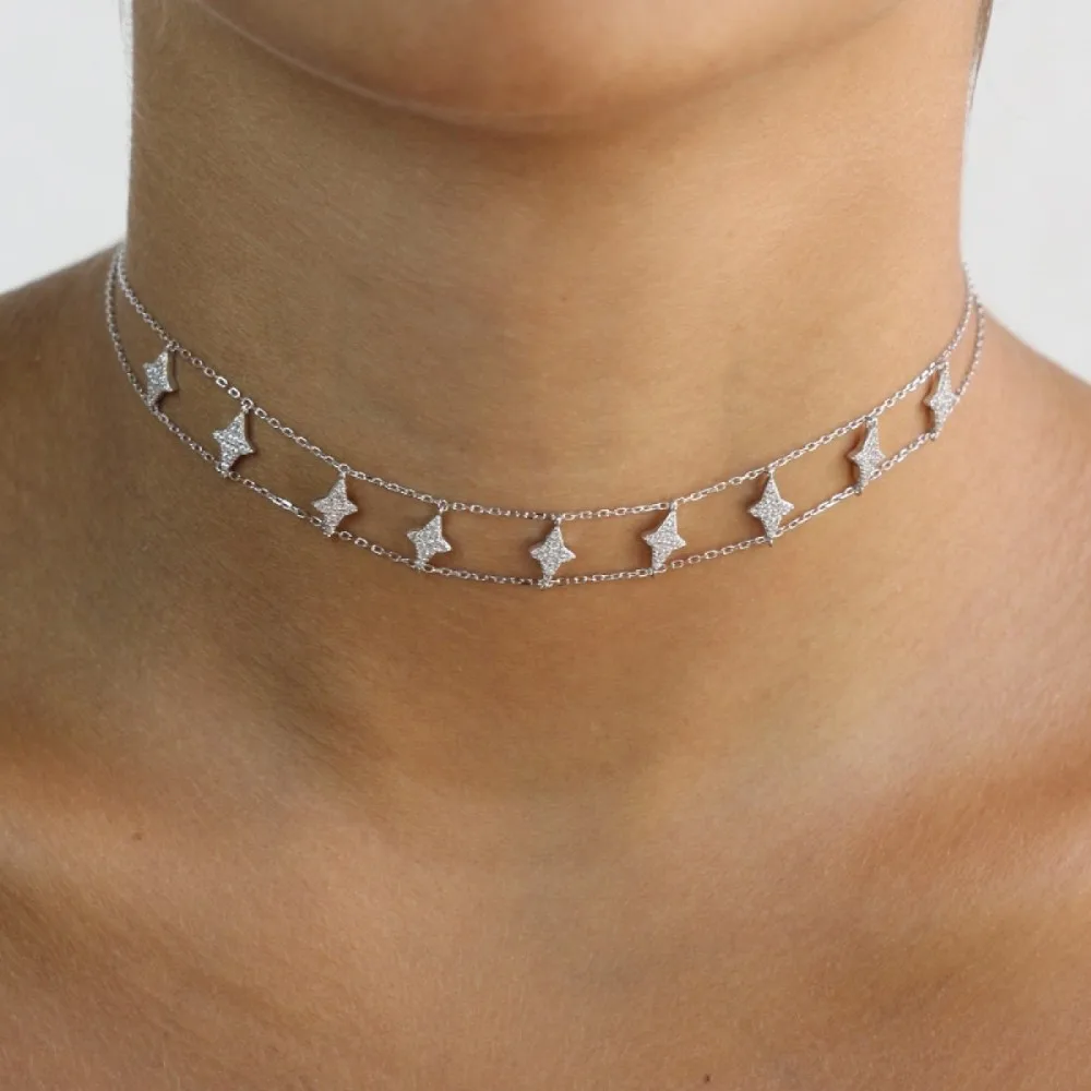 

Женское Ожерелье-чокер с фианитом и кристаллами из фианита northstar, свадебные украшения из стерлингового серебра 925 пробы