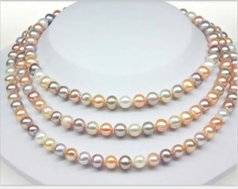 elegant 9-10mm south sea multicolor round pearl necklace 40inch 14KGP | Украшения и аксессуары