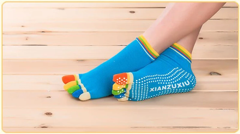 Для женщин профессиональный Йога Носки Non-slip Для женщин носки с отдельными пятью пальцами ног спортивная обувь для занятий спортом, пилатеса массаж Носки