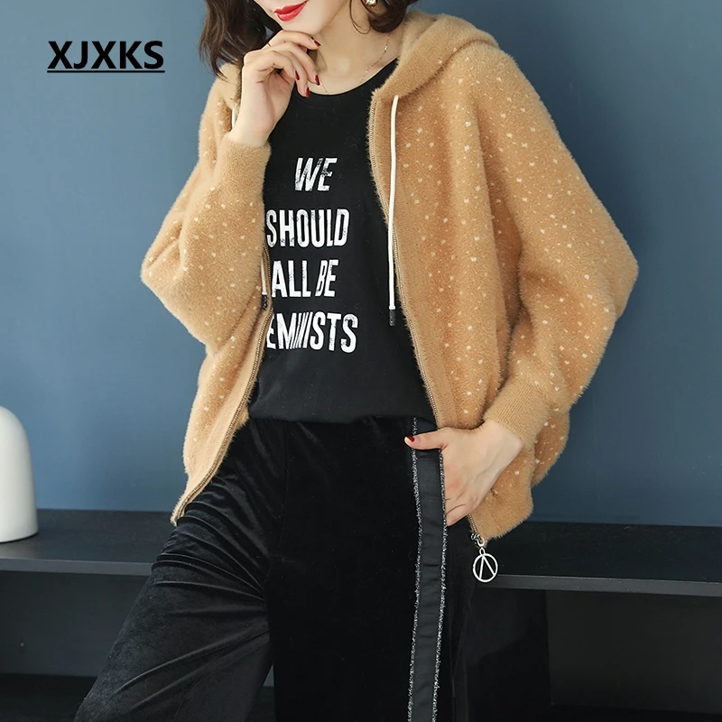XJXKS, новинка, пальто для женщин, молодых, на каждый день, длинный рукав, с капюшоном, однотонный кардиган на молнии, манто для женщин, Hiver,, осень, Abrigo Mujer - Цвет: Цвет: желтый