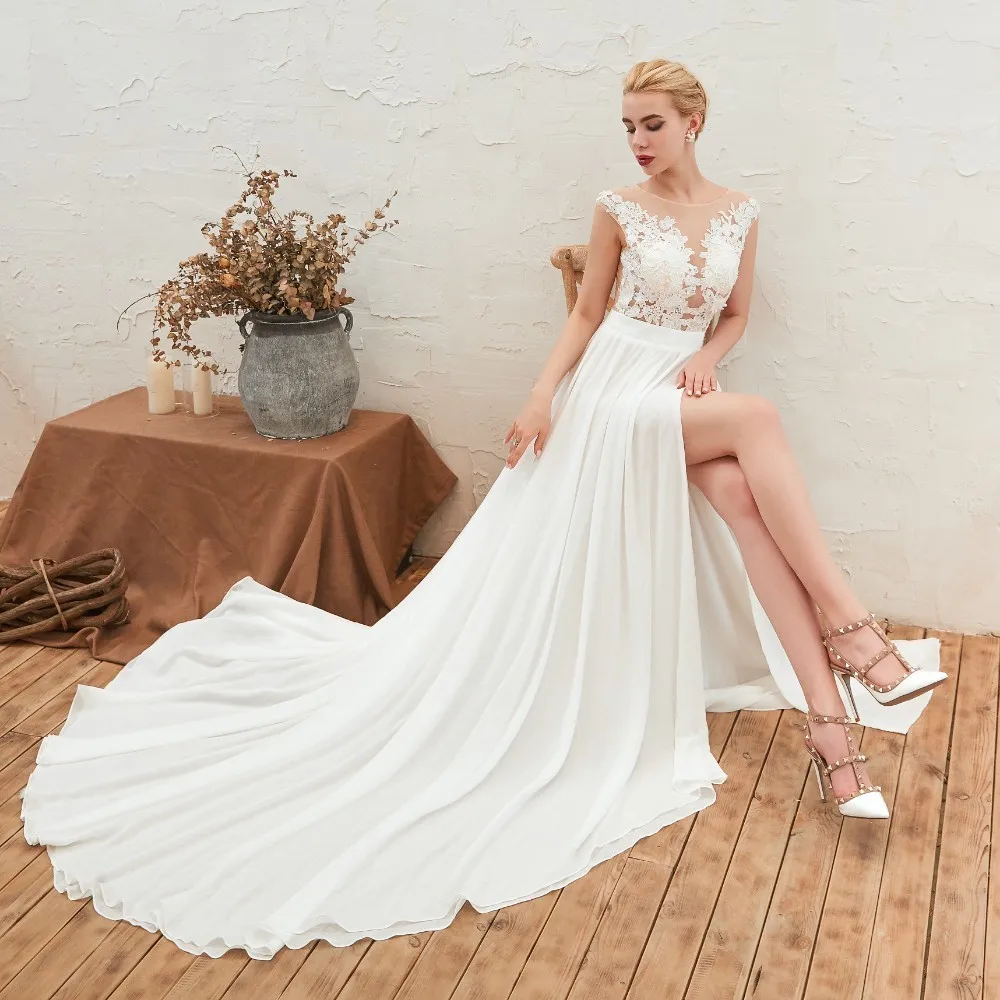 Платье для свадьбы Vivian's Bridal простое летнее пляжное платье с кружевной