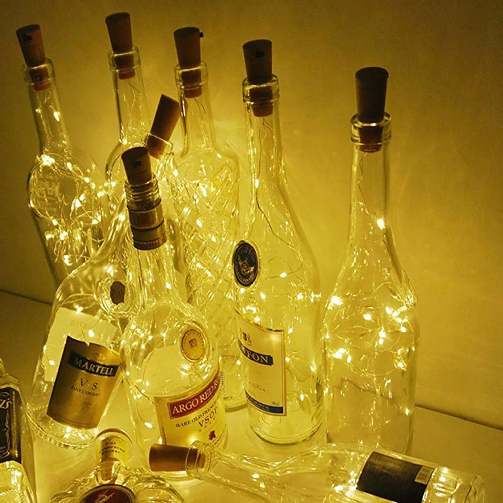 Yellow 10 шт. разноцветная гирлянда в бутылке, струнные батареи, пробковая форма, винная лампа-бутылка, пробковая крышка, Звездные гирлянды, Вечерние огни, Декор - Цвет: Yellow