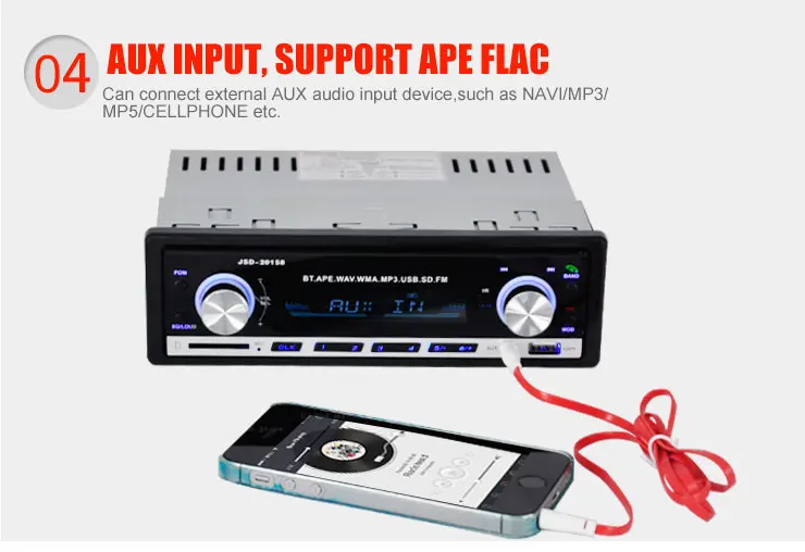 Автомобильное радио MP3 Bluetooth плеер Hands Freer плагин карта FM с Chargerd телефон 1 Din музыка