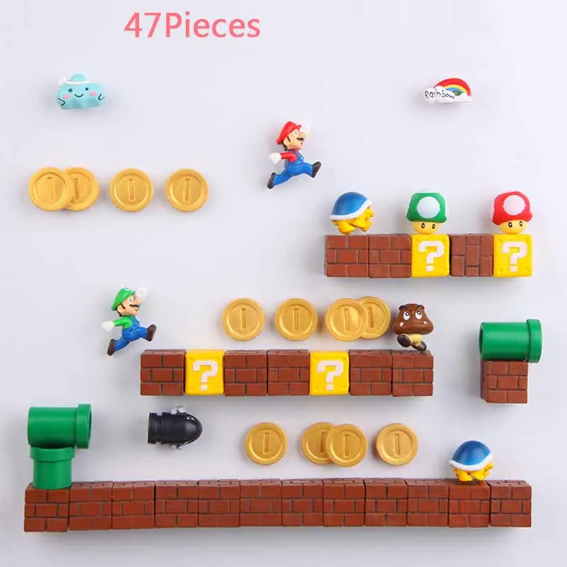 47 Combinations 63 шт. 3D Super Mario Bros. Магниты на холодильник стикер сообщений смешные девочки мальчики для малышей детей студентов игрушки подарок на день рождения - Цвет: 47 Combinations