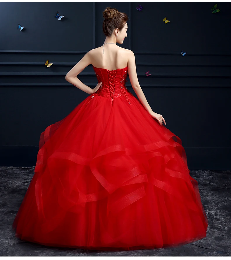 

strapless ball gowns long red prom dress 2017 robe longue new style custom make free shipping